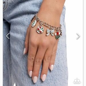 Complex Charms Bracelet Red Bow Fox Mushroom Glitter Grunge